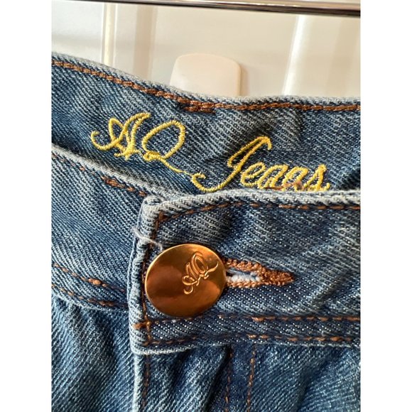 AQ Distressed Denim Jeans Womens 16 Blue Medium Wash Cotton Blend Pockets - Picture 4 of 13